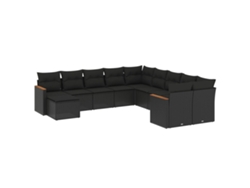 Maison Exclusive - Set De Sofás De Jardín 11 Pzas Y Cojines Ratán Sintético Negro