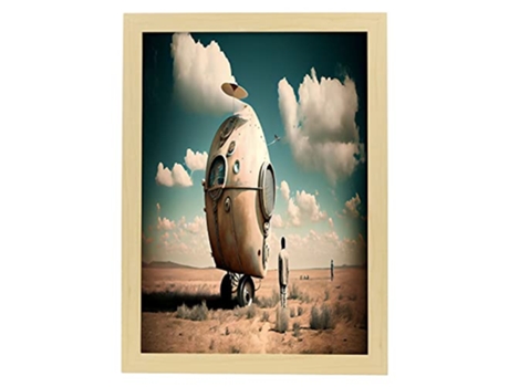 NACNIC Poster Compañero Robot En Estilo Surrealismo Cinematográfico Ilustraciones Y Grabados De Historieta Abstracta Y Artística A4 Marcos Madera