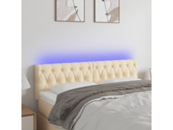 Cabecero Con Led De Tela Color Crema 144x7x78/88 Cm
