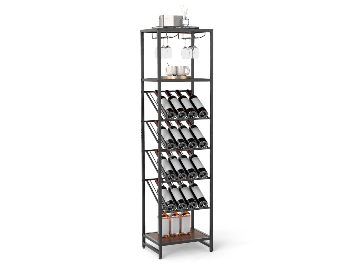 Bodega de vinos de 7 niveles con soporte para copas, estantes y estructura metálica NORTHIX | NORTHIX