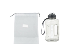 Botella De Agua Deportiva De 1500 Ml Con Gran Capacidad, Pajita, Marcas De Medición Y Diseño Portátil Para Ejercicio Al Aire Libre - Negra