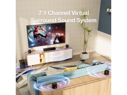 Barra de sonido Ultimea Aura A40 de 330 W, sonido Bluetooth de 7.1 canales, 8 altavoces de alto rendimiento, tecnología Bassmx Surroundx, 121 matrices de ecualización preestablecidas