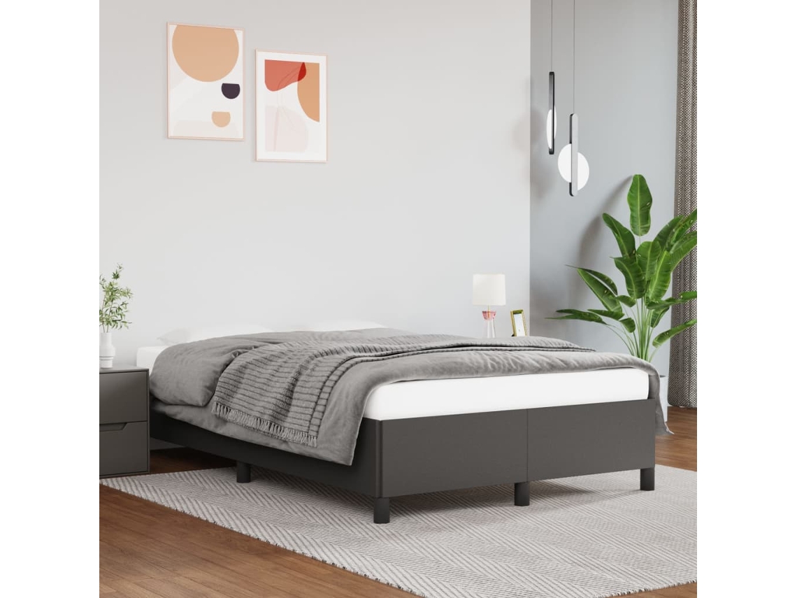 Estructura De Cama Sin Colchón Cuero Sintético Gris 120x200 Cm