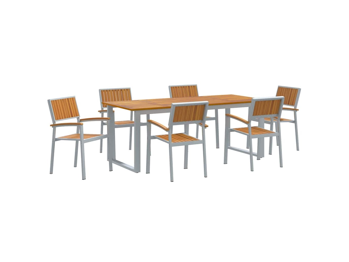 Maison Exclusive - Conjunto De Comedor De Jardín 7 Pcs Gris