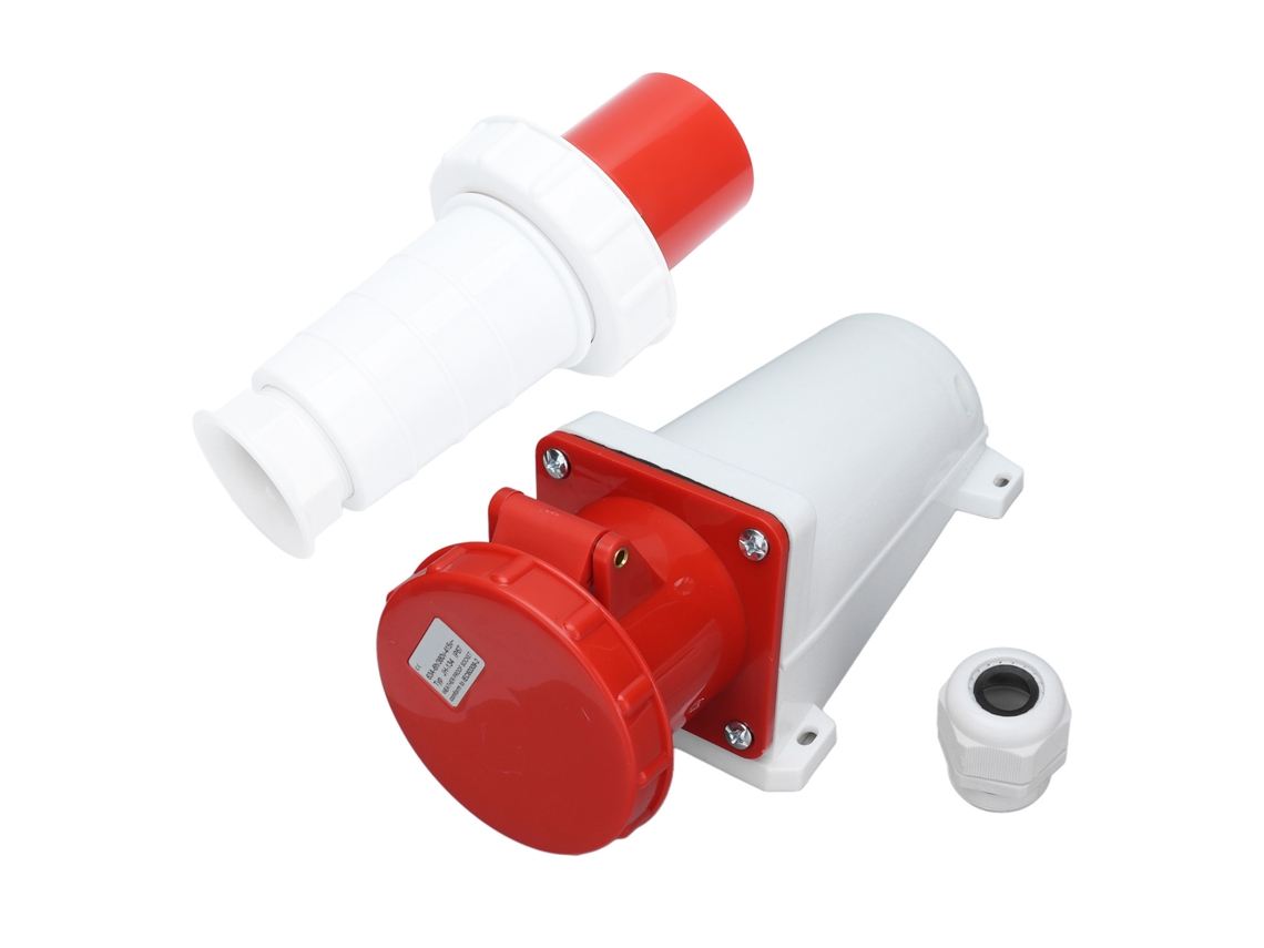 Enchufe Industrial Impermeable Ip67, 4 Pines (3p+e), 380v-415v, 63a, Montaje En Superficie.