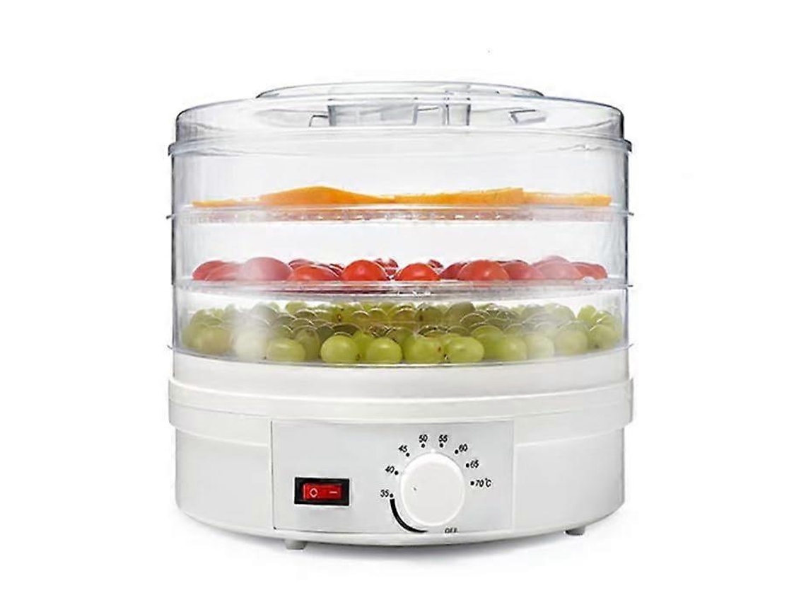 Deshidratador eléctrico de alimentos con temperatura ajustable, gran capacidad, circulación de aire caliente de 360°, 3 bandejas para frutas, verduras y carne.