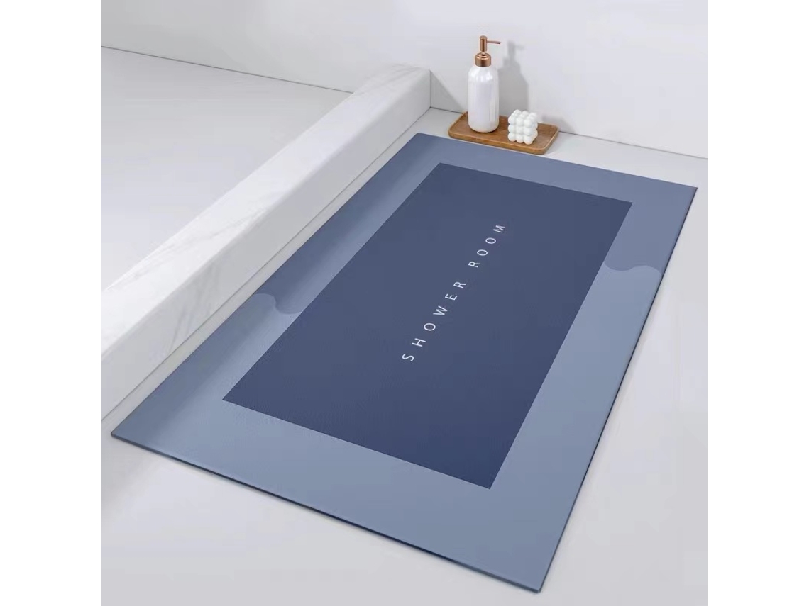 (azul) Alfombrilla De Baño Súper Absorbente Y Antideslizante, Funda De Asiento De Inodoro De Tierra De Diatomeas, Alfombrilla De Secado Rápido