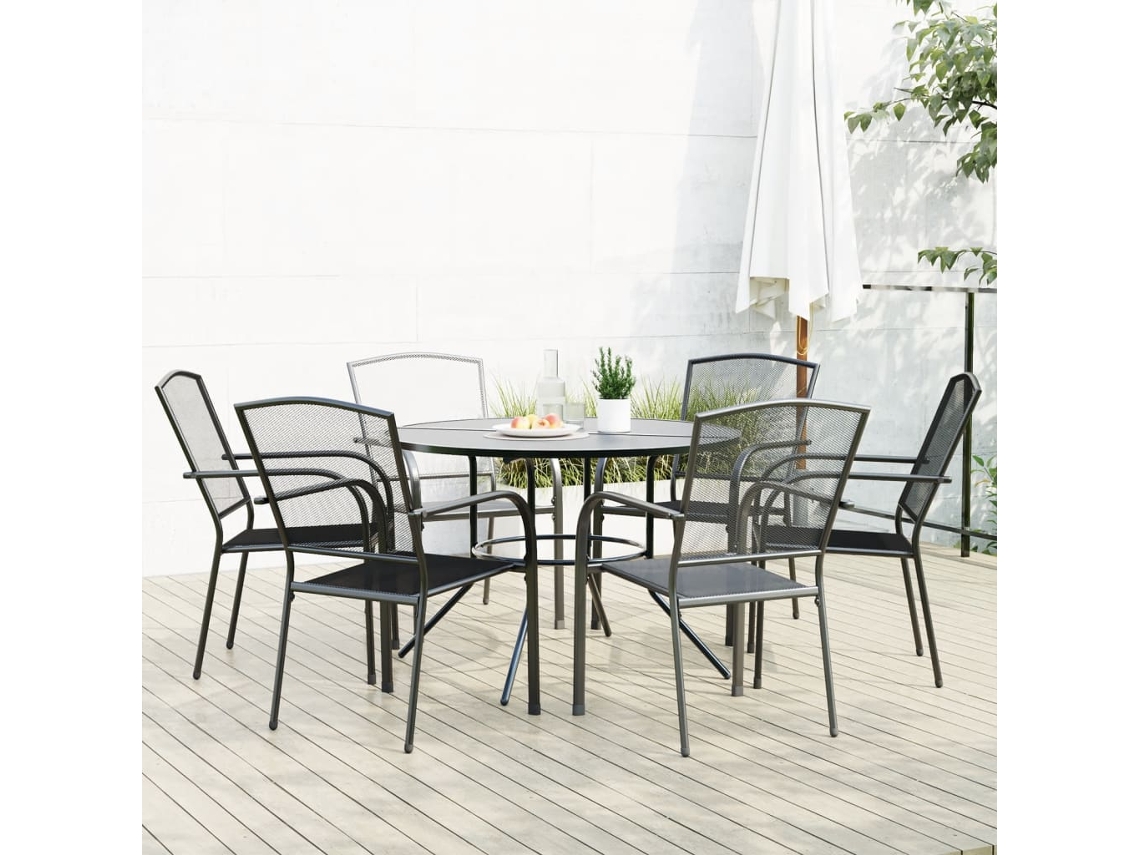 Conjunto de 7 sillas de jardín empotradas DKD Home Decor, acero con recubrimiento en polvo antracita
