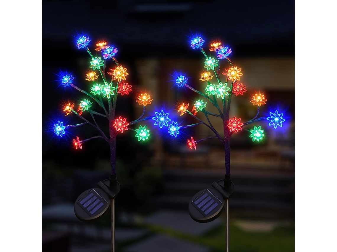 Luces solares decorativas de flores, 2 unidades, para jardín, decoración exterior, pasarela, patio, paisaje, Navidad, altura 66 cm