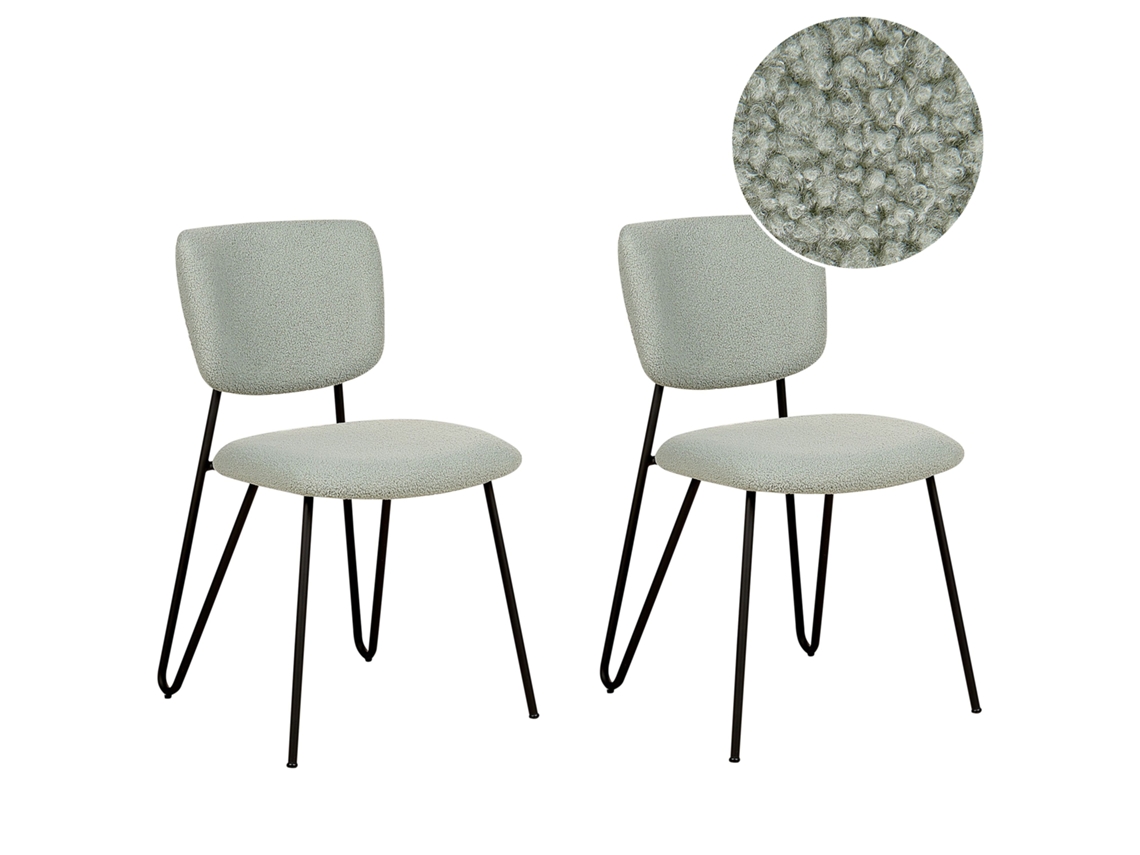 Conjunto de 2 cadeiras de refeição contemporâneas BELIANI Nelko de Bouclé Verde 50x51x81