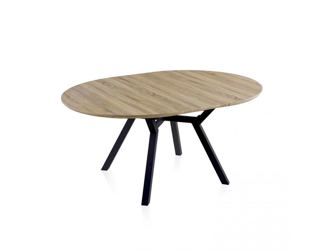 Mesa redonda extensible Aeris Negro - Roble 160 x 75 x 120 cm
