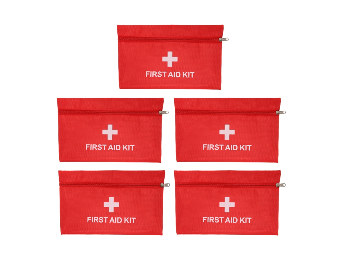 Bolsa de medicamentos portátil, paquete de 5, vacía, impermeable, de nailon, roja, para el hogar, viajes al aire libre