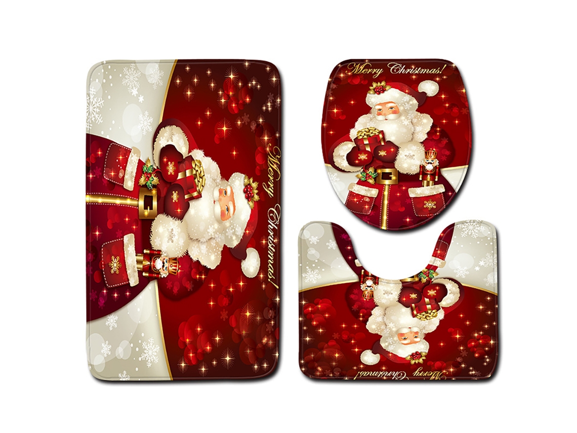 Juego de 3 alfombras de baño antideslizantes para puerta, diseño de muñeco de nieve navideño