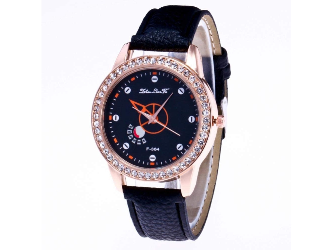 Reloj De Pulsera De Cuarzo Unisex Con Piedras Strass Zhoulianfa (negro)