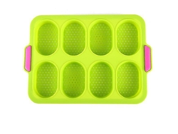 Molde de silicona antiadherente verde con 8 hojas para hornear pan, miniutensilio de cocina de Chaberlu