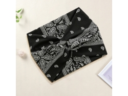 Bandera cruzada de algodón suave con estampado paisley negro vintage AVIZAR