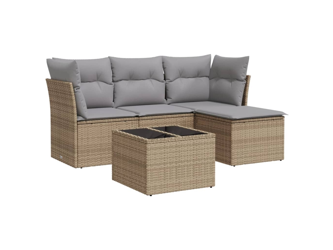 Conjunto de 5 sofás de jardín con cojines de mimbre beige MAISON EXCLUSIVE (5 piezas)