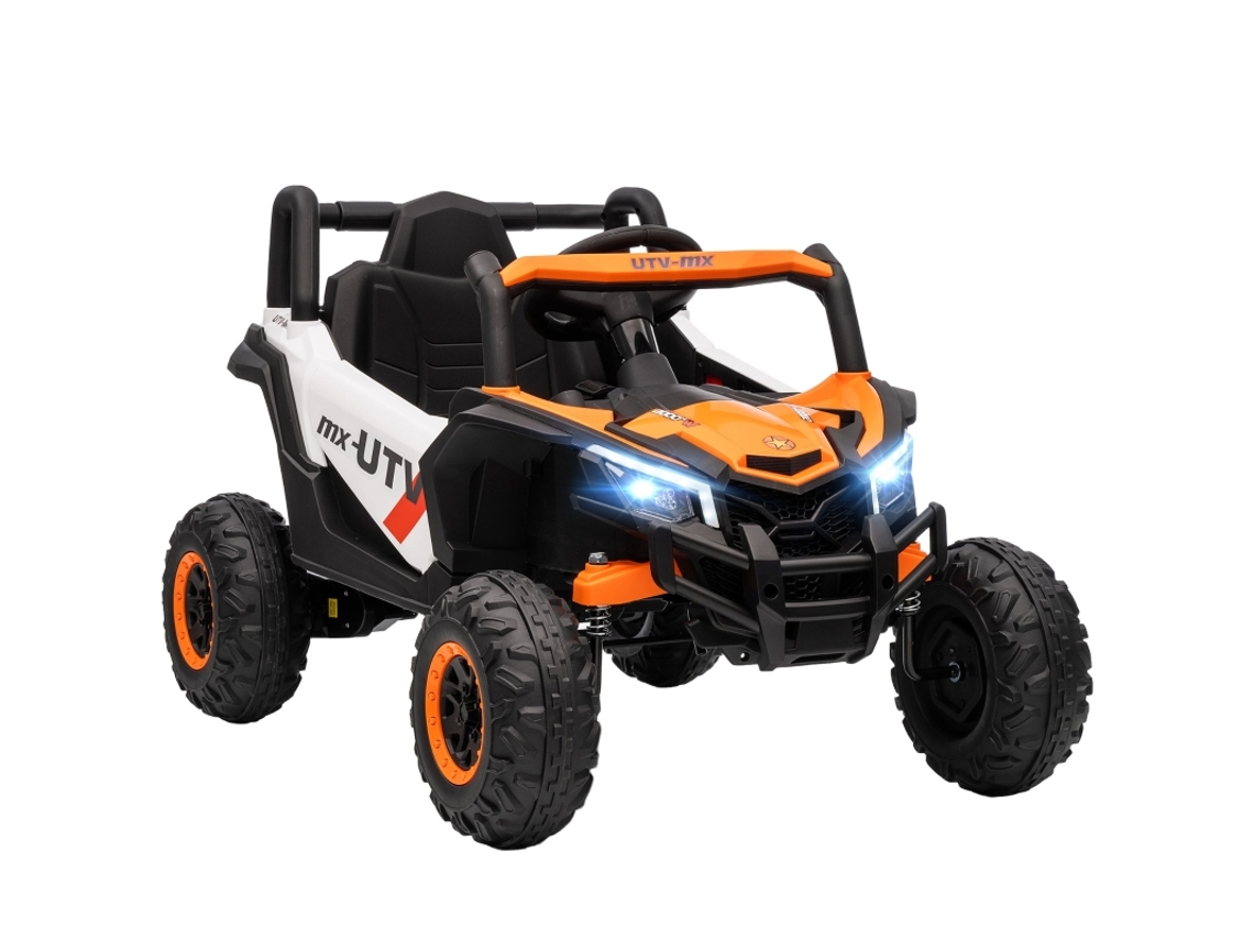 Coche Eléctrico De 12 V Con Mando A Distancia, Cinturón De Seguridad, Claxon, Led, Usb, De 3 A 5 Años, Color Naranja.