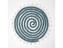 Homescapes Spiral Teal Cotton Bath Mat With Pom Pom Edges