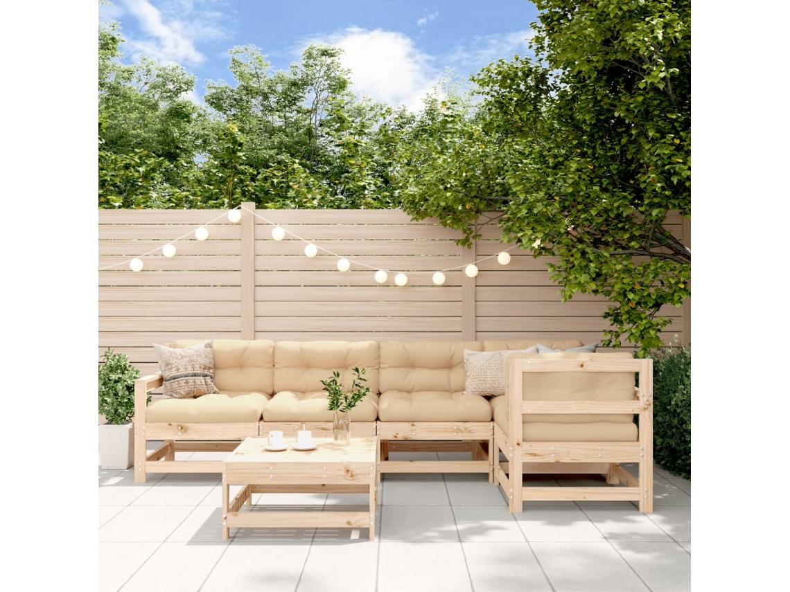 Juego De Muebles De Jardín 6 Piezas Madera Maciza De Pino