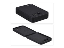 Relaxdays Caja Fuerte Portátil Seguridad, Cerradura Combinación, Coche O Viaje, Acero, Con Cable, 5,5x17x25 Cm, Negro