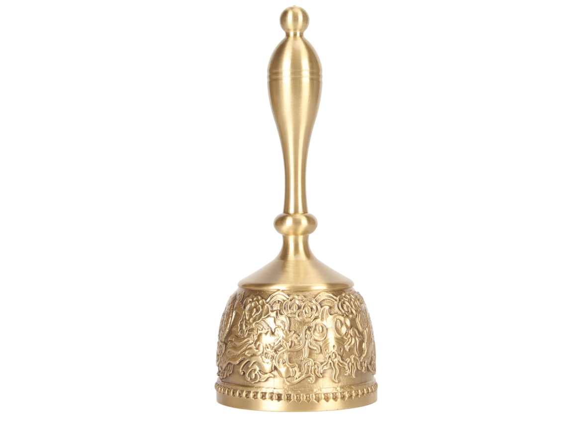 Campana De Mano De Latón Con Mango Resistente Y Sonido Potente Para Fiestas, Bodas Y Escuelas.