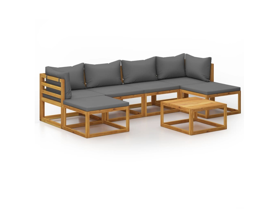 Maison Exclusive - Muebles De Jardín 7 Pzas Cojines Madera Maciza De Acacia