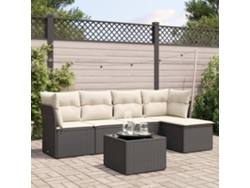 Conjunto de sofás de jardín de 6 piezas DKD Home Decor con cojines de mimbre negros