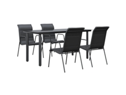 Maison Exclusive - Juego De Comedor Para Jardín 5 Piezas Acero Y Textilene Negro