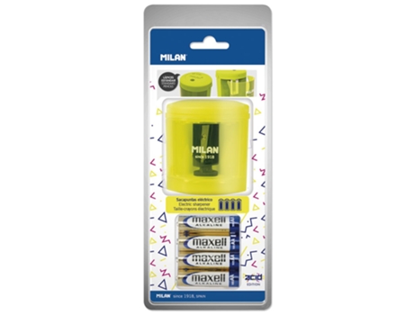 Apontador de Lápis Elétrico Power Sharp Pack Blister Pilhas Incluídas Transparentemilan