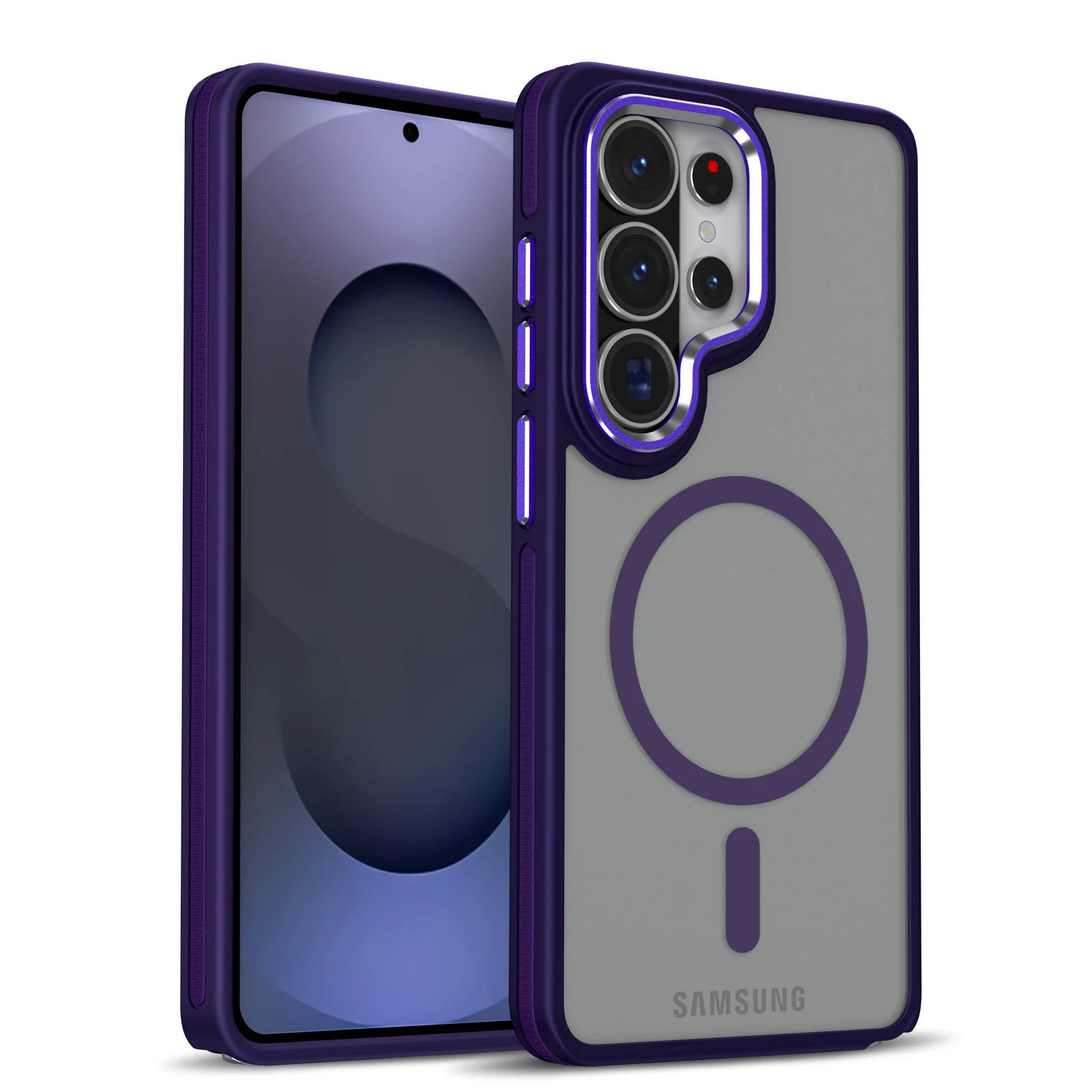 (galaxy S25 Ultra, Morado) Funda Magnética Mate Para Teléfono Samsung, Resistente A Golpes Y Caídas, Con Cubierta Trasera Rígida.