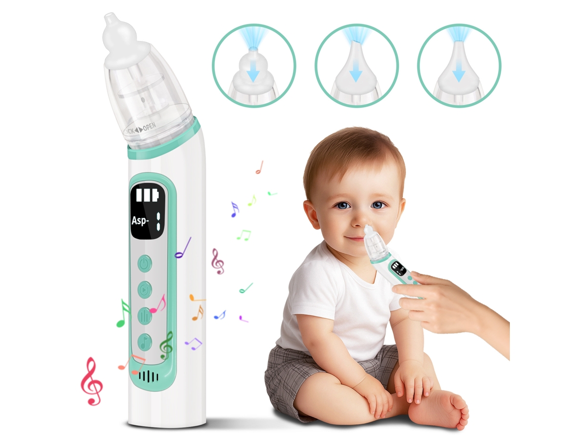 Aspirador Nasal Eléctrico Para Bebés, 3 Niveles De Succión, Sistema Antirreflujo, Música Relajante, Recargable Por Usb, Portátil Y Compacto.