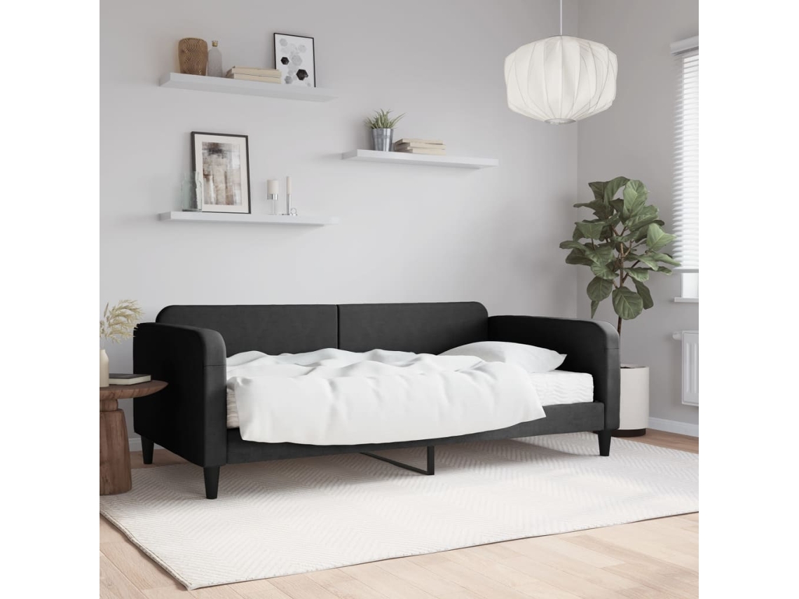 Sofá Cama Con Colchón Tela Negro 100x200 Cm