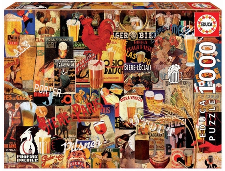 Puzzle EDUCA 1000 Collage de Cervezas Antiguas (Edad Mínima: 12 Años - 1000 Piezas)