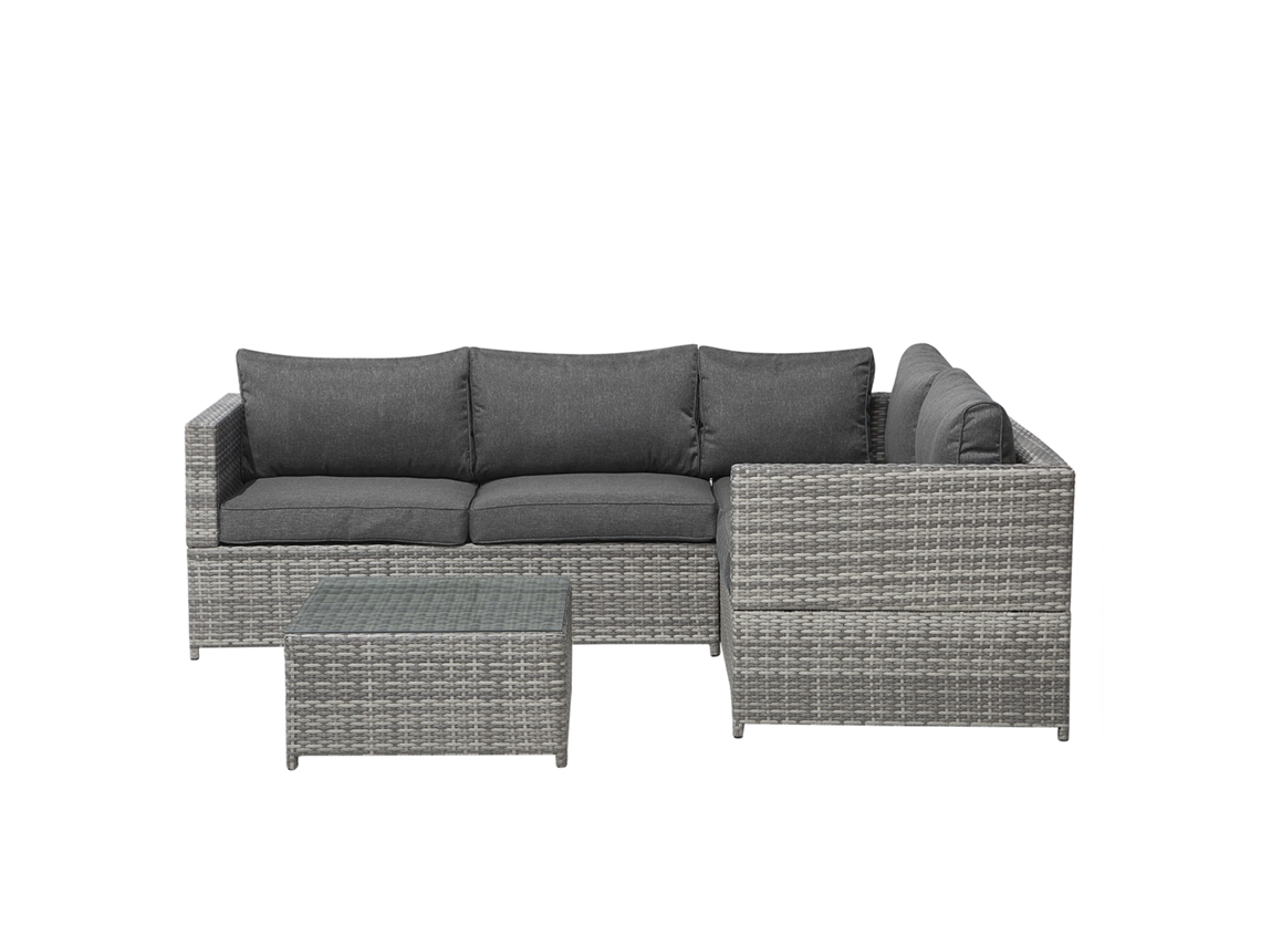 Conjunto de muebles de jardín en ratán gris BELIANI Avola