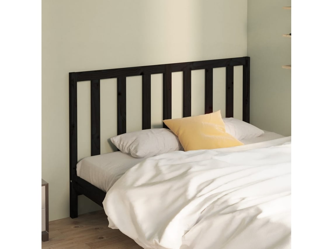 Cabecero De Cama Madera Maciza De Pino Negro 166x4x100 Cm
