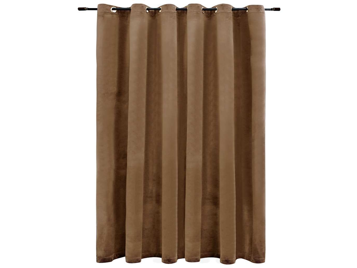 Maison Exclusive - Cortina Opaca Con Anillas De Metal Terciopelo Beige 290x245 Cm