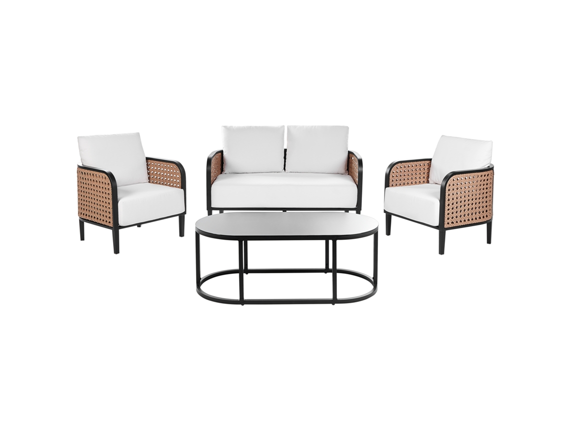 Sofá de 2 Plazas Con Sillones BELIANI Montefalco de Aluminio Blanco 137X74X87