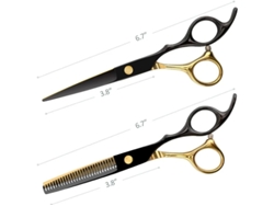 Tijeras De Peluquería Profesional En Oro Negro Acero Inoxidable Conjunto De Corte De Cabello Salón Multifuncional Herramienta De Tijera Yizhood