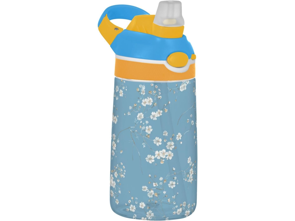 Botella De Agua Portátil Tritan Con Tapa Y Asa Para El Colegio, Niños Niñas, Azul Blanco Grado Alimenticio