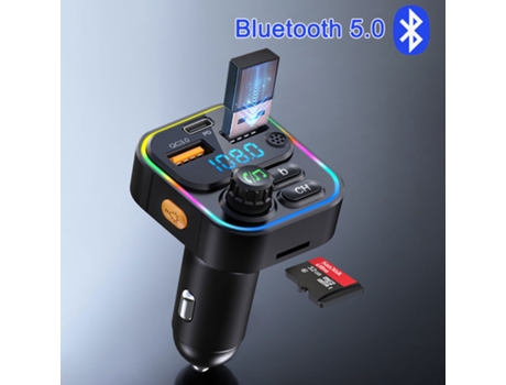 Cargador de teléfono para automóvil Carga rápida 3.0 PD Cargador de automóvil USB U Disco Reproductor de MP3 Bluetooth 5.0 Adaptador de transmisor ...
