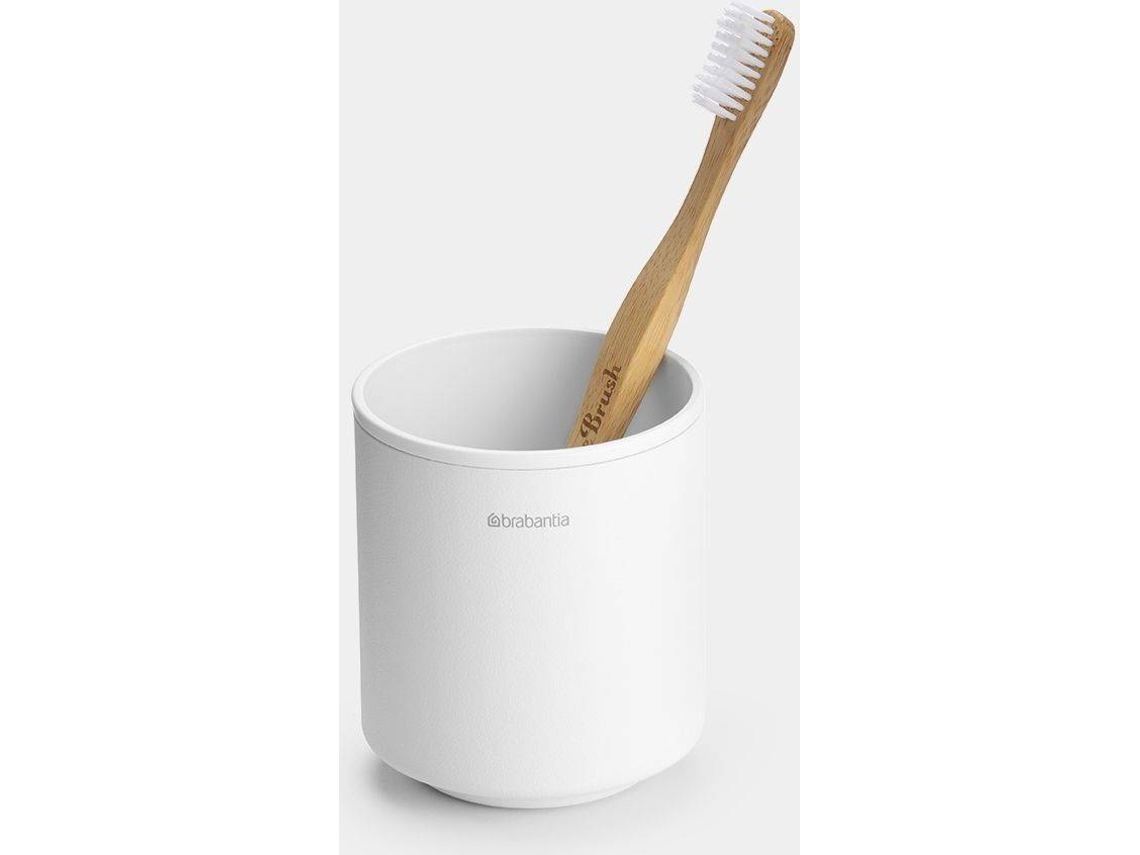 Vaso para Cepillo de Dientes BRABANTIA Mindset Fresh Blanco (Acero Inoxidable - 8,1x9,4 cm)