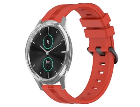 Correa para reloj Garmin Garminmove Luxe, banda de reloj a rayas cóncava de silicona roja de 20mm VENISYMLIS