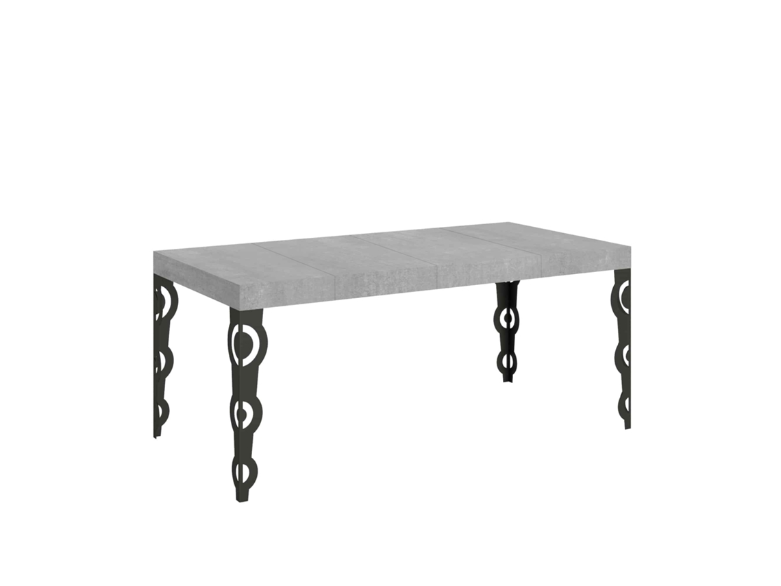 Mesa extensible 90x90/246 cm Karamay Premium Cemento estructura Antracita ITAMOBY