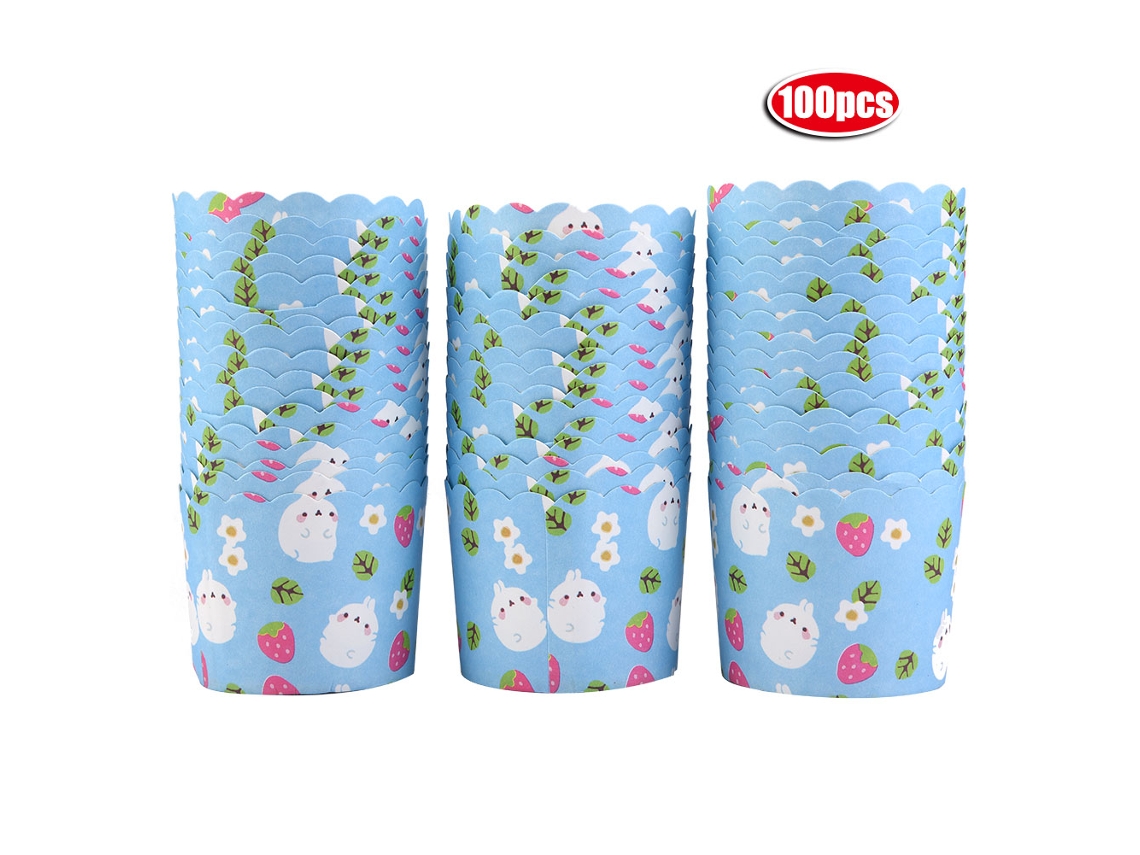 VVJIJILLY 50 mini forminhas redondas para cupcake, copos de papel para cupcakes caseiros, festa de coelhinho