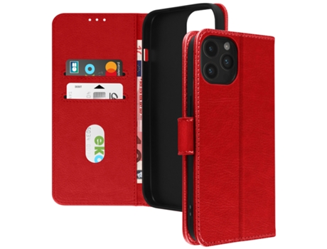 Funda Folio para iPhone 15 Pro AVIZAR Piel Rojo
