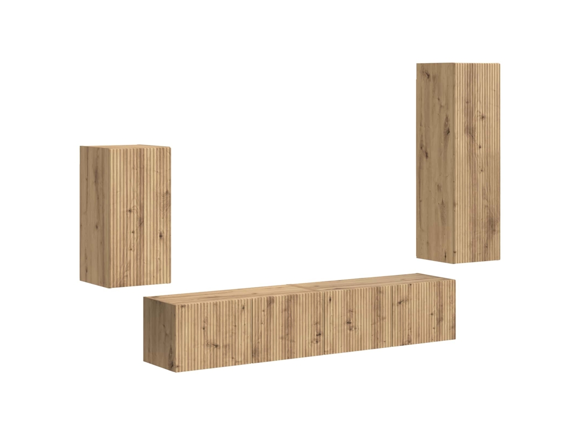 Conjunto de mueble para TV de 4 piezas, roble artesanal, EXCLUSIVO DE LA CASA