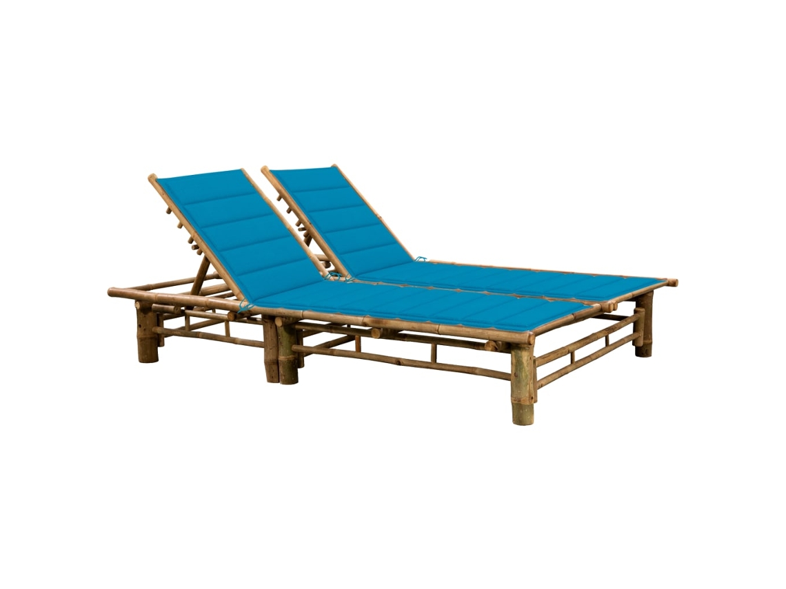 Tumbona con cojines Mueble para patio Asiento de jardín para 2 personas bambú