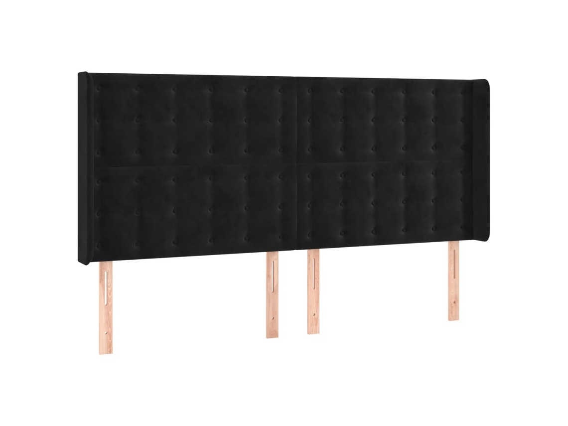 Maison Exclusive - Cabecero Con Orejas De Terciopelo Negro 183x16x118/128 Cm