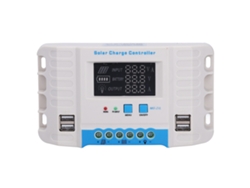 Controlador de carga solar PWM de 10 A, 12 V/24 V con pantalla LCD y carcasa de ABS para uso residencial.